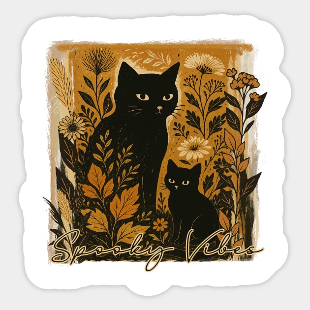 Spooky Vibes Black Cats Sticker by Teresa's Store 1